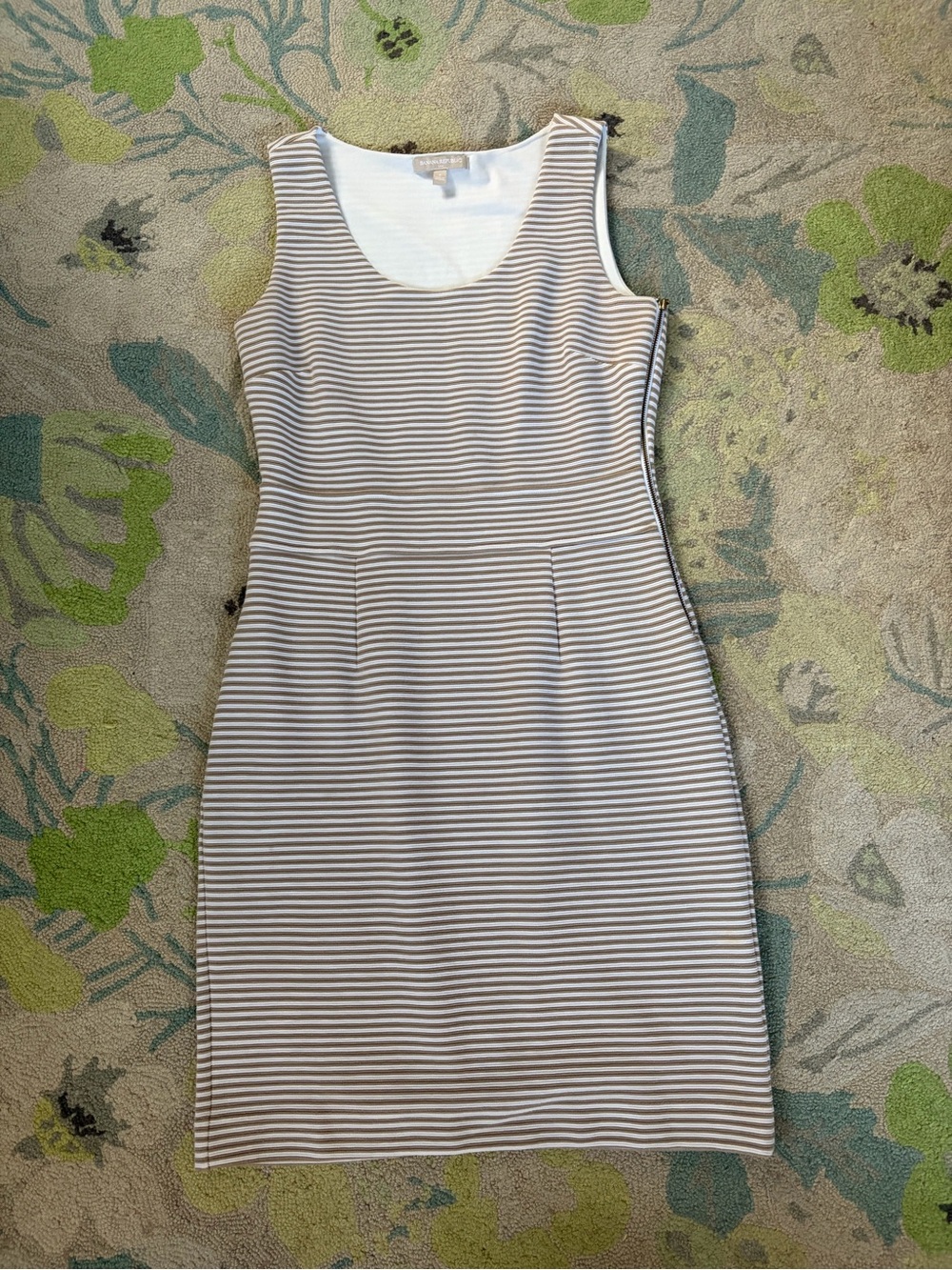 Banana Republic Striped Sleeveless Sheath Dress in Gray and White